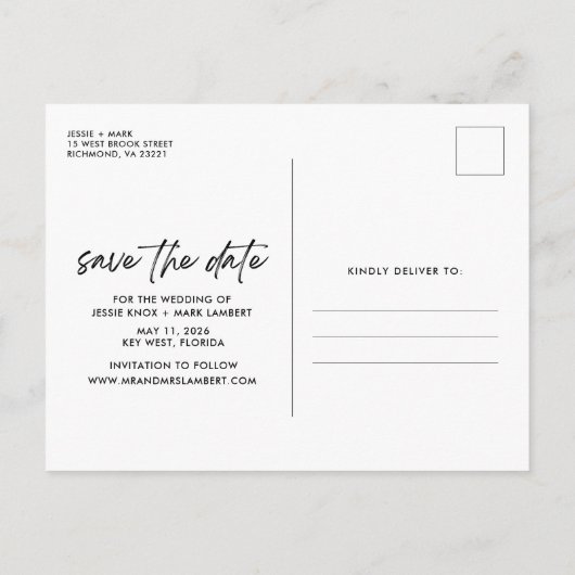 Carte Postale Faire-part Tropical Beach Funny Wedding Enregistrer la date (Dos)