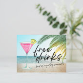 Carte Postale Faire-part Tropical Beach Funny Wedding Enregistrer la date (Debout devant)