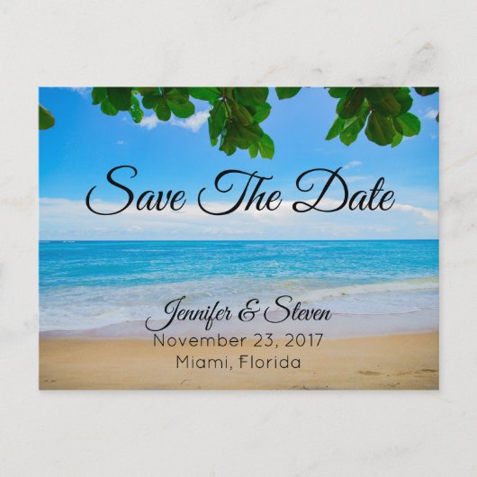 Carte Postale Faire-part Tropical Beach Island Mariage Enregistrer La Date (Devant)