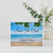 Carte Postale Faire-part Tropical Beach Island Mariage Enregistrer La Date (Debout devant)