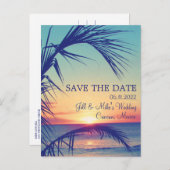Carte Postale Faire-part Tropical Beach Mexique Mariage Enregistrer la date (Devant / Derrière)