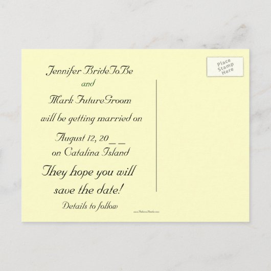 Carte Postale Faire-part Tropical Beach Save the Date Plumeria (Dos)