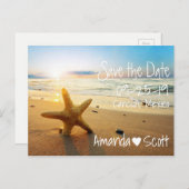 Carte Postale Faire-part Tropical Beach Sunset Starfish Enregistrer la date (Devant / Derrière)