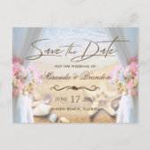 Carte Postale Faire-part Tropical Beach Wedding Starfish Enregistrer la dat (Devant)