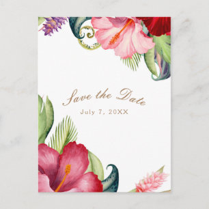 Carte Postale Faire-part Tropical Botanique Floral Aloha Enregistrer la Dat