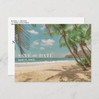 Carte Postale Faire-part Tropical Destination Beach Wedding Save the Date