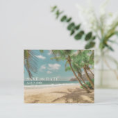 Carte Postale Faire-part Tropical Destination Beach Wedding Save the Date (Debout devant)