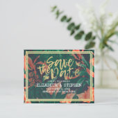 Carte Postale Faire-part Tropical Floral & Gold Frame Wedding Enregistrer L (Debout devant)