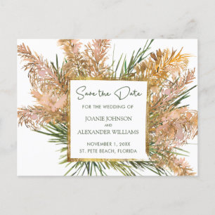 Carte Postale Faire-part Tropical Floral Herbe des Pampas Mariage Épargnez