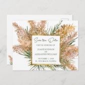 Carte Postale Faire-part Tropical Floral Herbe des Pampas Mariage Épargnez (Devant / Derrière)