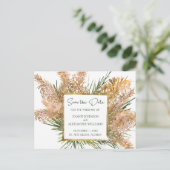 Carte Postale Faire-part Tropical Floral Herbe des Pampas Mariage Épargnez (Debout devant)