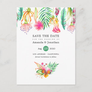 Carte Postale Faire-part Tropical Floral Summer Beach Wedding Enregistrer l