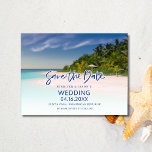 Carte Postale Faire-part Tropical Island Beach Wedding Enregistrer la date<br><div class="desc">Donnez le ton pour votre mariage de destination rêvée avec notre Tropical Island Beach Wedding Enregistrer la date Carte postale. Parfait pour les couples qui échangent leurs voeux au milieu des palmiers, des eaux turquoise et du sable doux, cette carte postale saisit l'essence d'une escapade romantique sur l'île. L'avant de...</div>