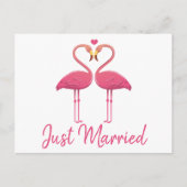 Carte Postale Faire-part Tropical Just Marié Flamant rose rose Mariage (Devant)