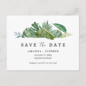 Carte Postale Faire-part Tropical Leaf Beach Wedding Budget Enregistrer la (Devant)