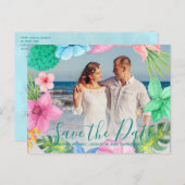 Carte Postale Faire-part Tropical luau océan mariage PHOTO enregistrer date (Devant / Derrière)