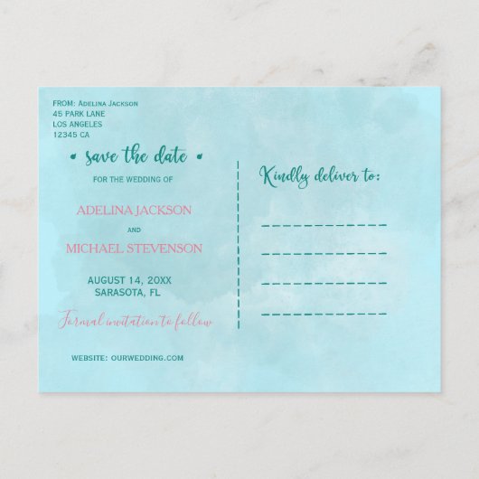 Carte Postale Faire-part Tropical luau océan mariage PHOTO enregistrer date (Dos)