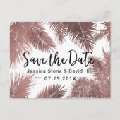 Carte Postale Faire-part Tropical Mariage Rose Gold Palm Tree Enregistrer l (Devant)
