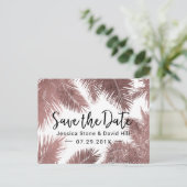 Carte Postale Faire-part Tropical Mariage Rose Gold Palm Tree Enregistrer l (Debout devant)