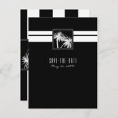 Carte Postale Faire-part Tropical Palm Noir & Blanc Moderne Enregistrez la  (Devant / Derrière)