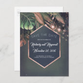 Carte Postale Faire-part Tropical Palms Beach Enregistrer la Date (Devant / Derrière)