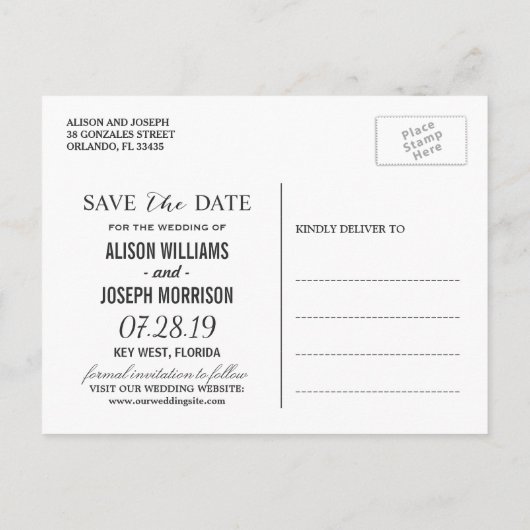 Carte Postale Faire-part Tropical Pineapple Hawaïen Hibiscus Save the Date (Dos)