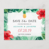 Carte Postale Faire-part Tropical Pineapple Hawaïen Hibiscus Save the Date (Devant)