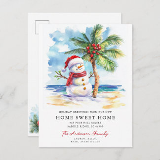 Carte Postale Faire-part Tropical Snowman Home Sweet Home Card