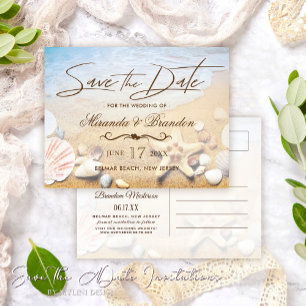 Carte Postale Faire-part Tropical Starfish Beach Wedding Enregistrer la dat