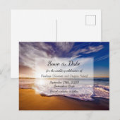 Carte Postale Faire-part Tropical Sunset Beach Wedding Enregistrer la date (Devant / Derrière)