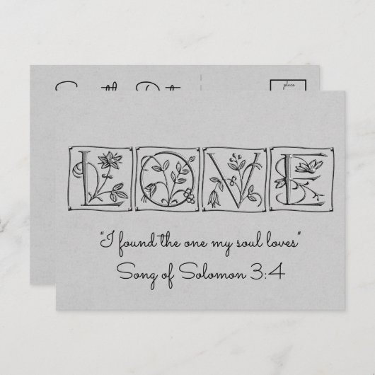 Carte Postale Faire-part Trouvé One Soul Loves~Écriture~Enregistrer la date (Devant / Derrière)