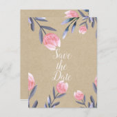 Carte Postale Faire-part Tulipes aquarelles de Peach Spring Enregistrer la (Devant / Derrière)