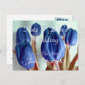 Carte Postale Faire-part Tulipes Bleues (Devant / Derrière)