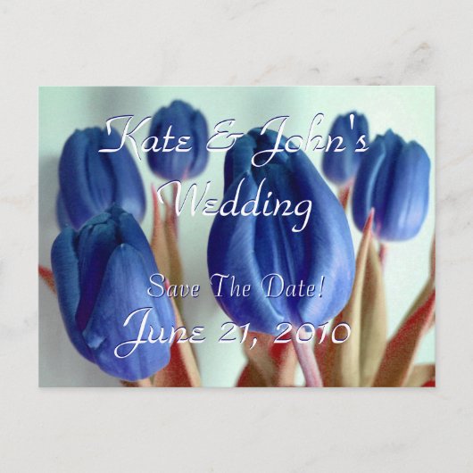 Carte Postale Faire-part Tulipes Bleues (Devant)