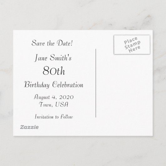 Carte Postale Faire-part Tulipes et jonquilles Enregistrer la date 80e anni (Dos)