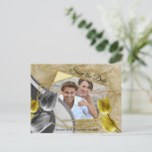 Carte Postale Faire-part Tulipes gris et jaune sur la texture. (Debout devant)