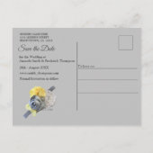 Carte Postale Faire-part Tulipes grises et jaunes sur texture. (Dos)