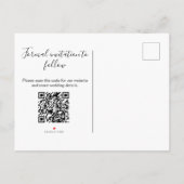 Carte Postale Faire-part Turquoise & blanc Enregistrer la date Code QR (Dos)