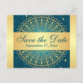 Carte Postale Faire-part Turquoise complexe, manuscrits or Enregistrer la c (Devant)
