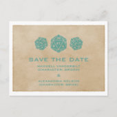 Carte Postale Faire-part Turquoise Grunge D20 Dice Gamer Enregistrer la dat (Devant)