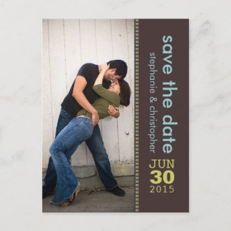 Carte Postale Faire-part Turquoise moderne | Green Save the Date Photo Cart