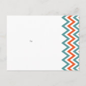 Carte Postale Faire-part Turquoise moderne & Orange Chevron & Lovebirds Mar (Dos)