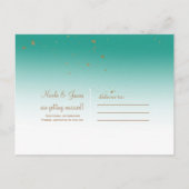 Carte Postale Faire-part Turquoise & Or moderne Glam Chic Wedding Enregistr (Dos)