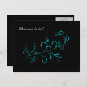 Carte Postale Faire-part Turquoises torrents sur noir (Devant / Derrière)