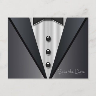 Carte Postale Faire-part Tuxedo et robe Enregistrer la date