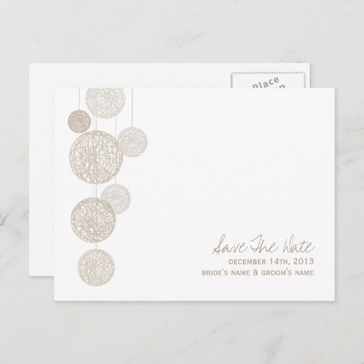 Carte Postale Faire-part Twine Globes Mariage Moderne Enregistrer La Date (Devant / Derrière)