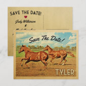 Carte Postale Faire-part Tyler Texas Sauvez La Date Chevaux (Devant / Derrière)