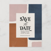 Carte Postale Faire-part Typographie abstraite moderne navy terracotta anno (Devant)