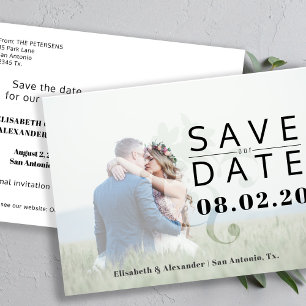 Carte Postale Faire-part Typographie audacieuse tendance photo mariage enre