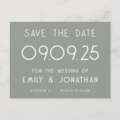 Carte Postale Faire-part Typographie blanche simple Mariage vert Sage (Devant)